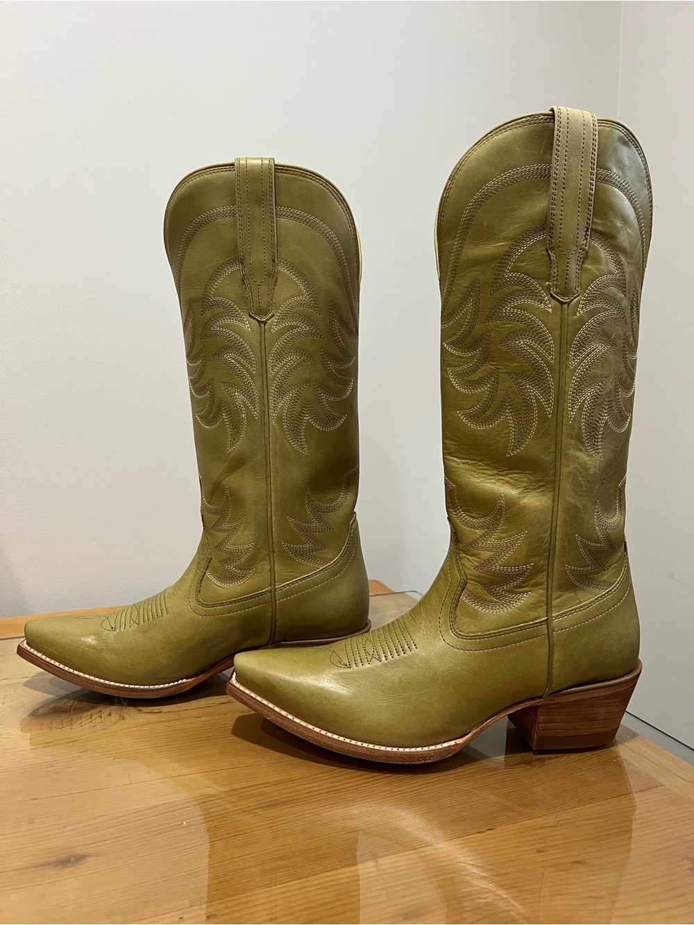 Tecovas Annie light Sage Green Women's Western Heeled Boots size 9 - Picture 3 of 9